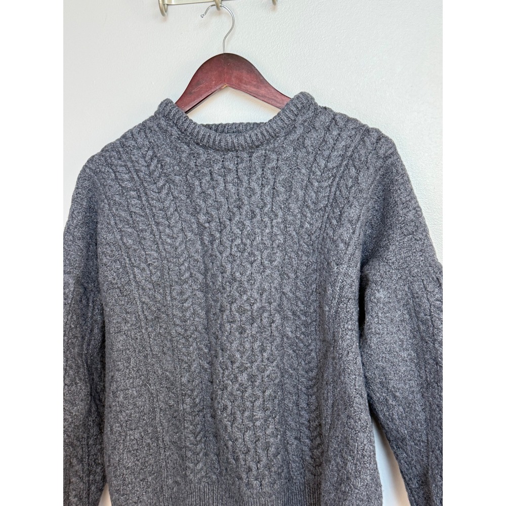 Aran Woollen Mills Merino Wool Cable Knit Sweater Gray Made in Ireland XL - Picture 3 of 12
